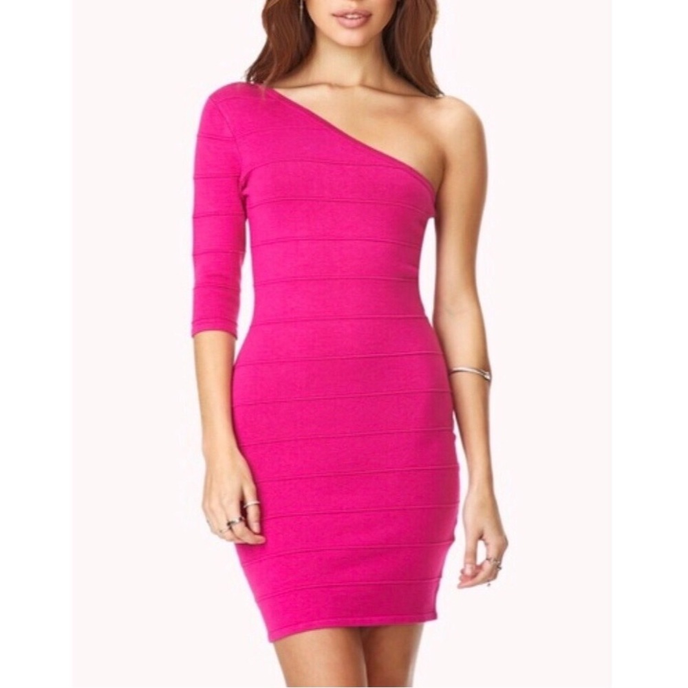 💖 FOREVER 21 Fuchsia Bandage Dress
